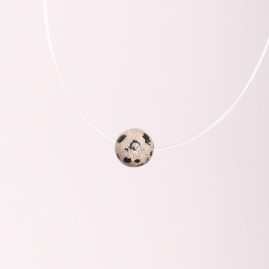 Collier perle Jaspe dalmatien