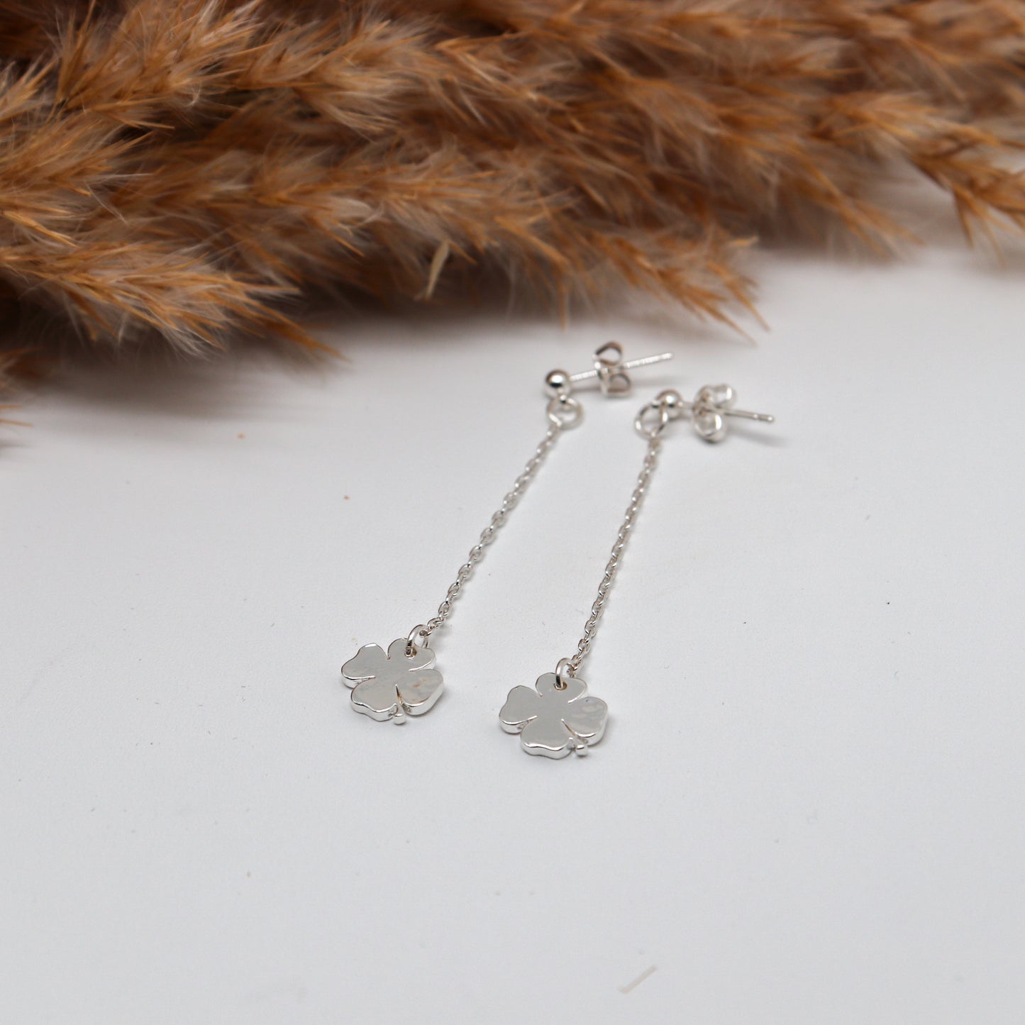 Boucles d'oreilles pendantes Trèfle 4 feuilles