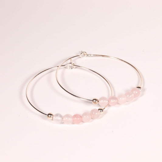 Boucles d'oreilles Créoles Quartz rose