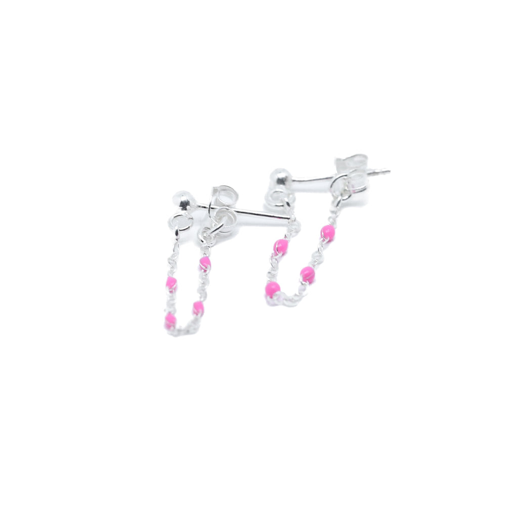 Boucles d'oreilles CHAINETTE ROSE FLUO