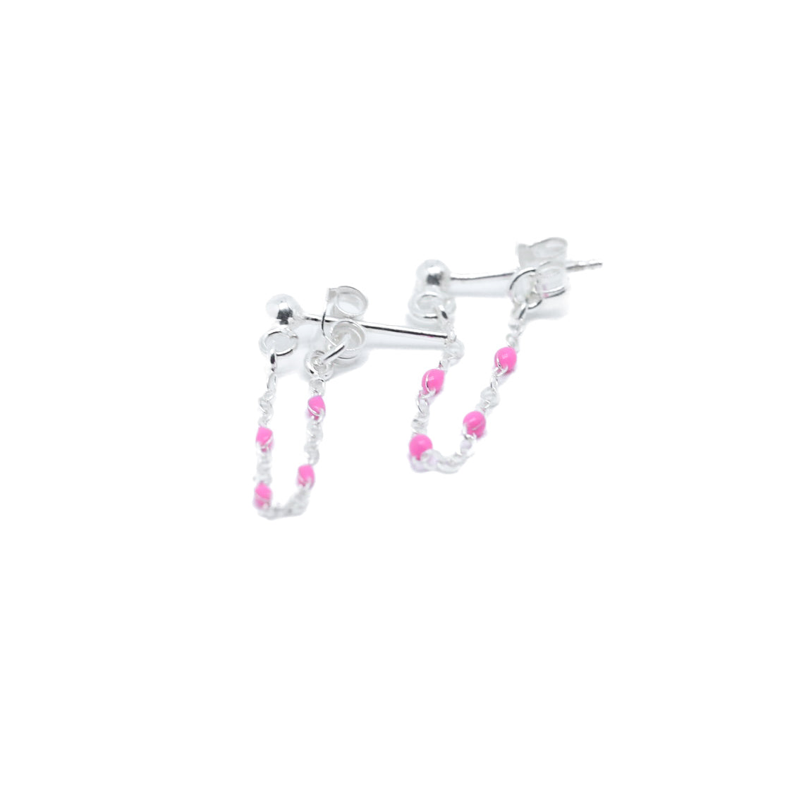 Boucles d'oreilles CHAINETTE ROSE FLUO